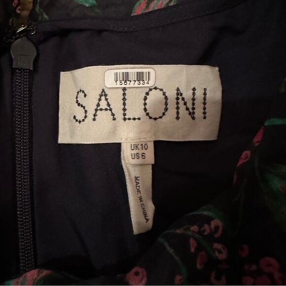 RTR Saloni Vida Ruffled Silk Georgette Asymmetric Hem Floral Midi Dress Sz 6 - Picture 7 of 13